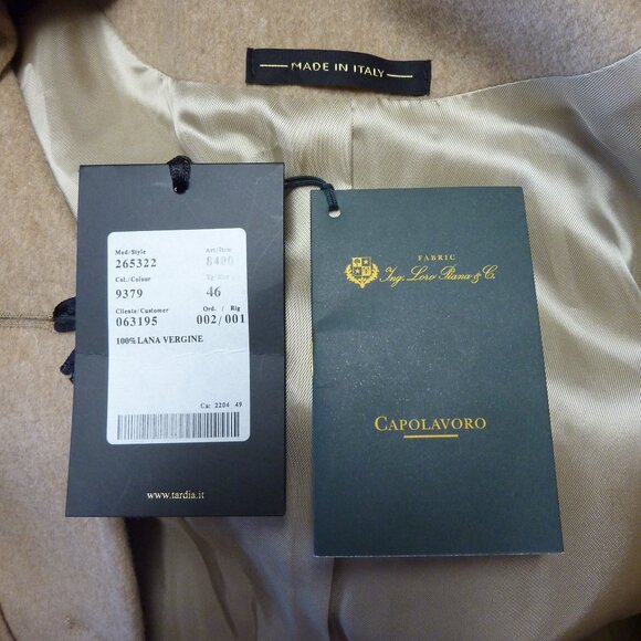 TARDIA Loro Piana Wool Single Breasted Coat W/Scarf - Picture 12 of 13